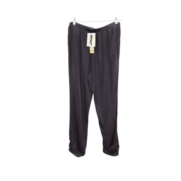 NWT NATION LTD Chocolate Brown Satin Camden Snap Pullon Cuff Pants - Picture 6 of 10